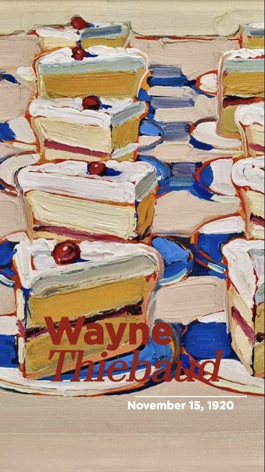 Happy Birthday to Wayne Thiebaud! Born on this day, November 15, 1920, Thiebaud was a master of texture, color, and light, celebrated for his delectable depictions of everyday objects like cakes, pies, and gumball machines. A leading figure in American art, his work combines elements of realism and pop art, capturing the beauty of the ordinary with a sense of nostalgia and playfulness.

#WayneThiebaud #ARS #November #bornonthisday #botd

●

Wayne Thiebaud, Lipstick Row, 1964 © 2024 Wayne Thiebaud Foundation / Licensed by VAGA at Artists Rights Society (ARS), NY

Wayne Thiebaud, Boston Cremes, 1962 © 2024 Wayne Thiebaud Foundation / Licensed by VAGA at Artists Rights Society (ARS), NY

Wayne Thiebaud, Flood Waters, 2006 © 2024 Wayne Thiebaud Foundation / Licensed by VAGA at Artists Rights Society (ARS), NY

Wayne Thiebaud, Three Sandwiches, 1961 © 2024 Wayne Thiebaud Foundation / Licensed by VAGA at Artists Rights Society (ARS), NY

Wayne Thiebaud, Encased Cakes, 2010–11 © 2024 Wayne Thiebaud Foundation / Licensed by VAGA at Artists Rights Society (ARS), NY

Wayne Thiebaud, Hamburger Counter, 1961 © 2024 Wayne Thiebaud Foundation / Licensed by VAGA at Artists Rights Society (ARS), NY